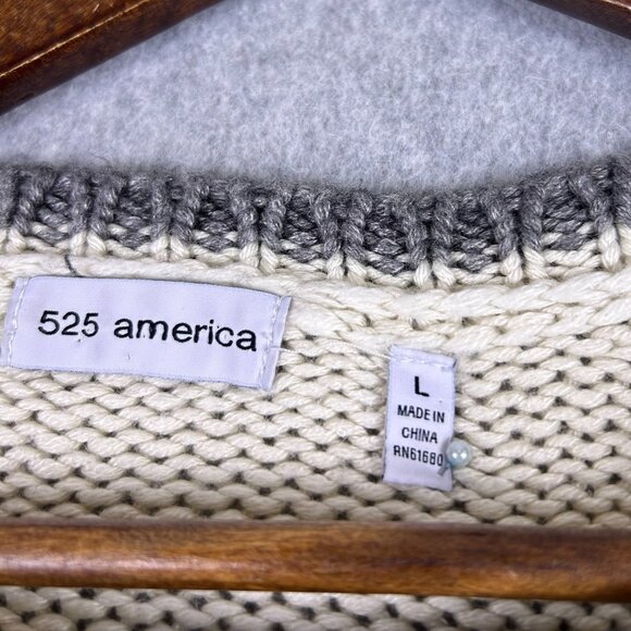 525 America Sweater Women's L Ivory Cashmere Wool Blend Ski Holiday Cozy Chunky - Picture 8 of 12